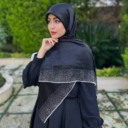 روسری نخ دورنگین مرواریدسفید