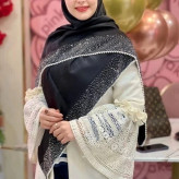 روسری نخ دورنگین مرواریدسفید