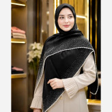 روسری نخ دورنگین مرواریدسفید