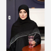 روسری نخ دورنگین مرواریدسفید